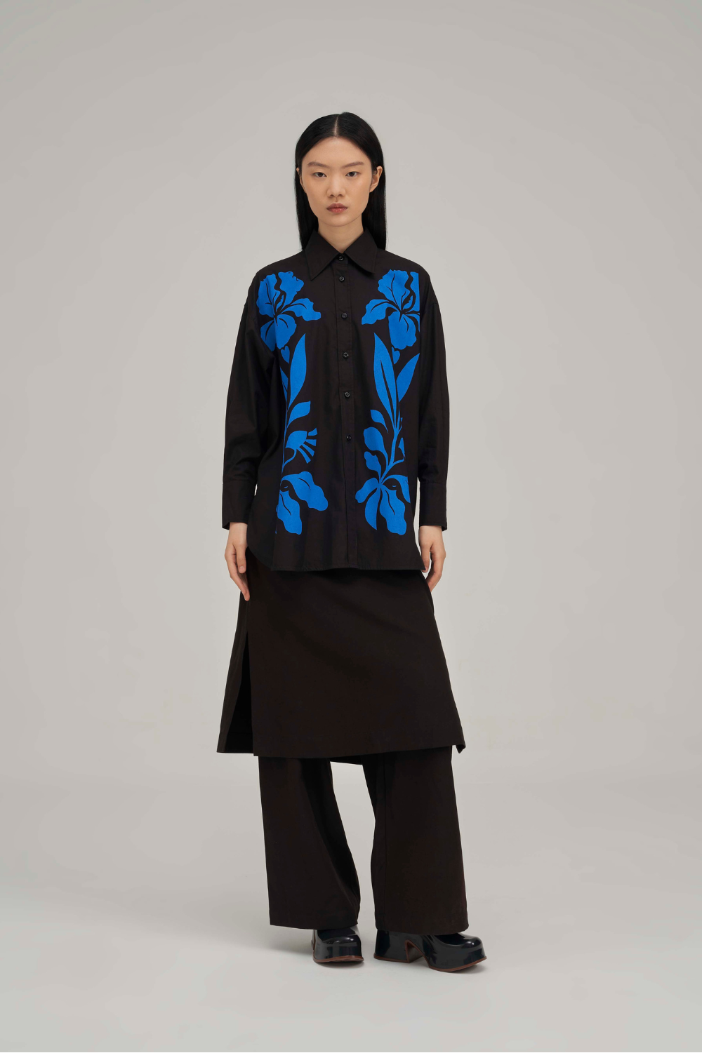 Filldora Diagonal Relaxed Longline Shirt - view 1