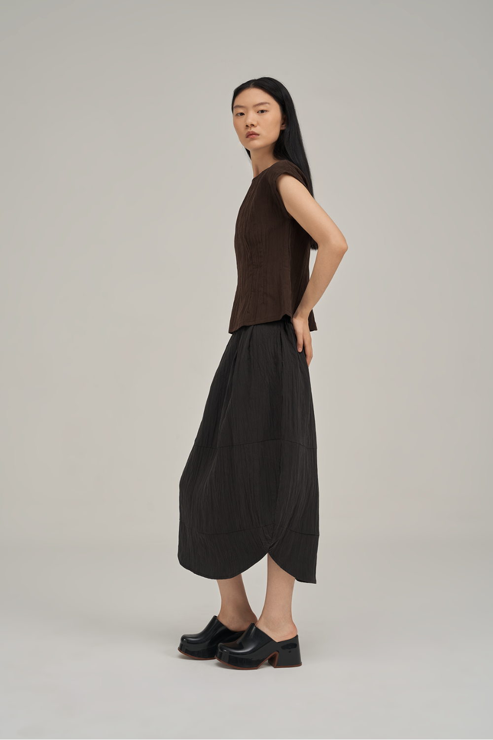 Filldora Mocha Bateau-Neck Blouse - view 2