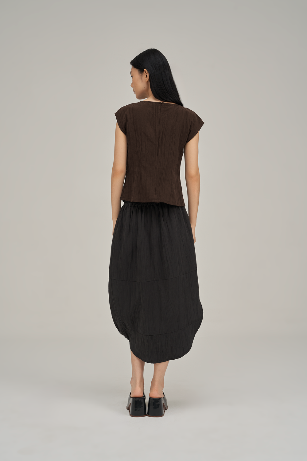 Filldora Mocha Bateau-Neck Blouse - view 4