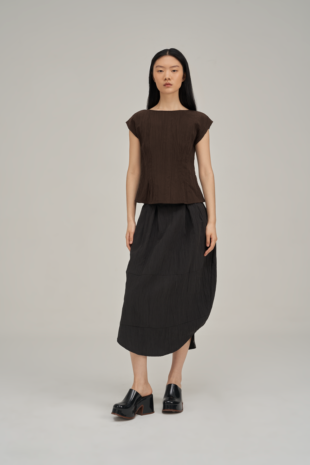Filldora Mocha Bateau-Neck Blouse - view 1