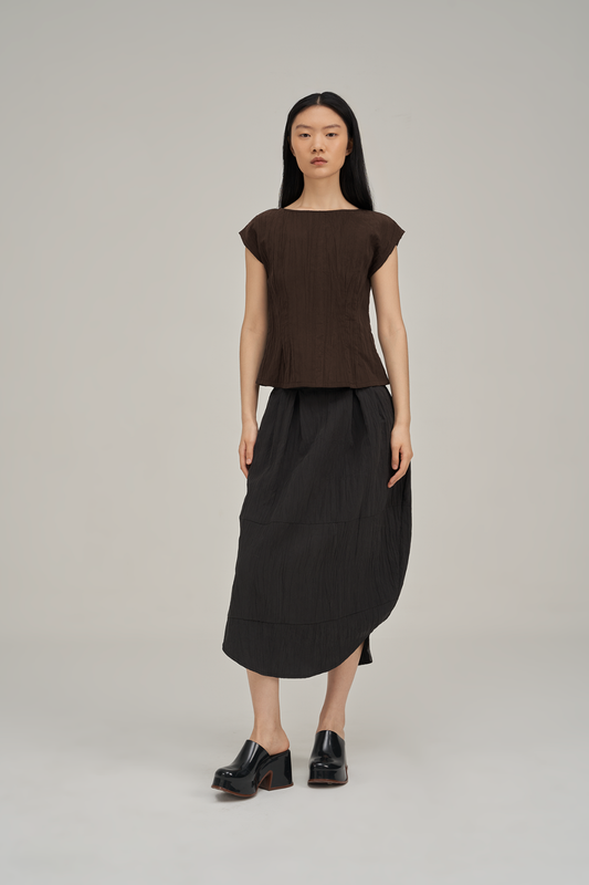 Filldora Mocha Bateau-Neck Blouse - view 1