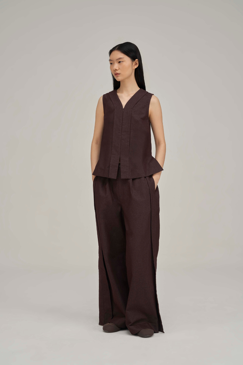 Filldora Mocha V-Neck Shell Blouse - view 1