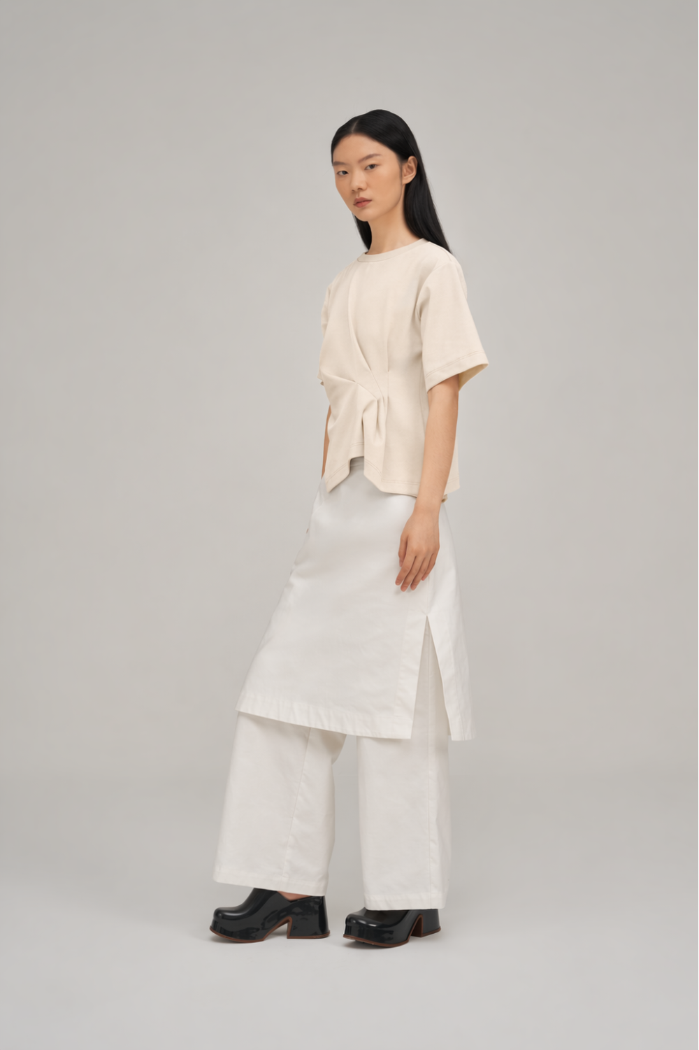 Filldora Oat Diagonal Knit Blouse - view 3