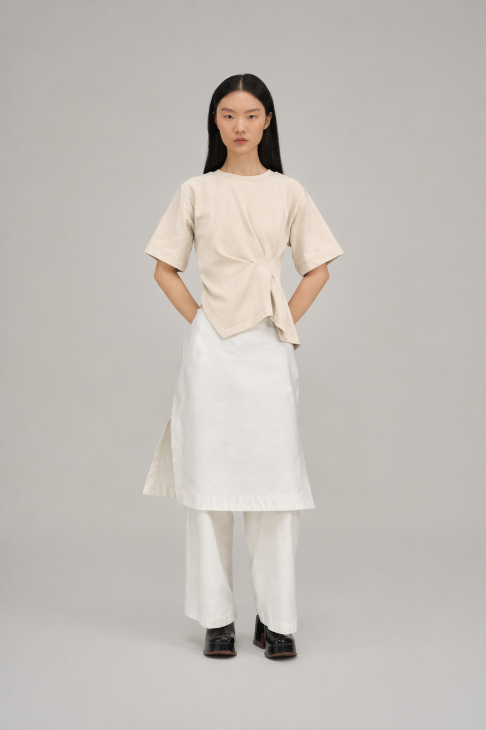 Filldora Oat Diagonal Knit Blouse - view 1