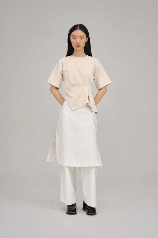 Filldora Oat Diagonal Knit Blouse - view 1