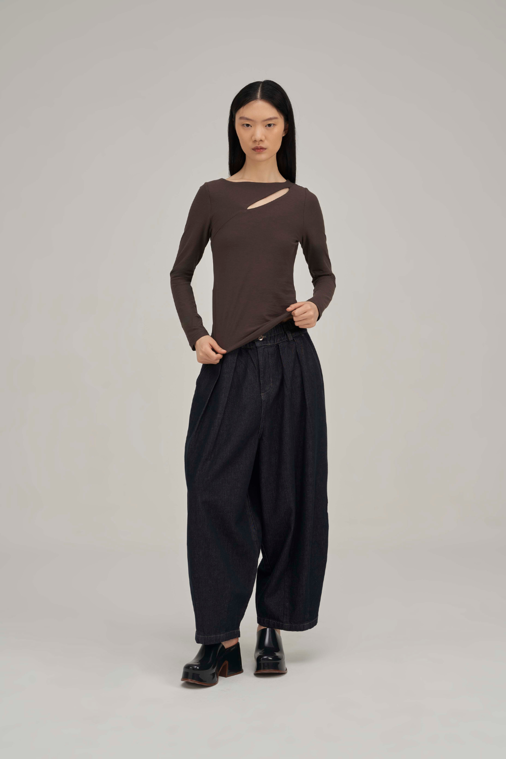 Filldora Mocha Bateau-Neck Knit Blouse - view 1