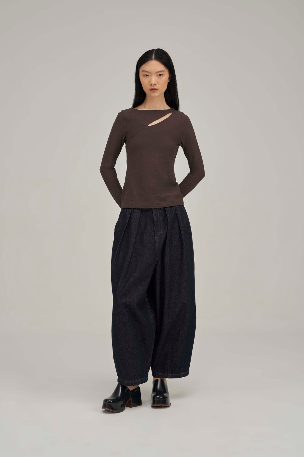Filldora Mocha Bateau-Neck Knit Blouse - view 4