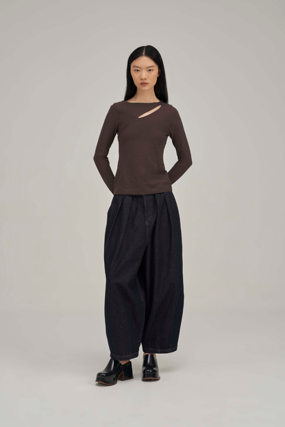 Filldora Mocha Bateau-Neck Knit Blouse - view 4