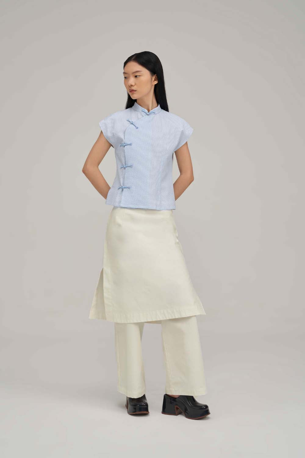 Filldora Oat Diagonal Maxi Trousers - view 2