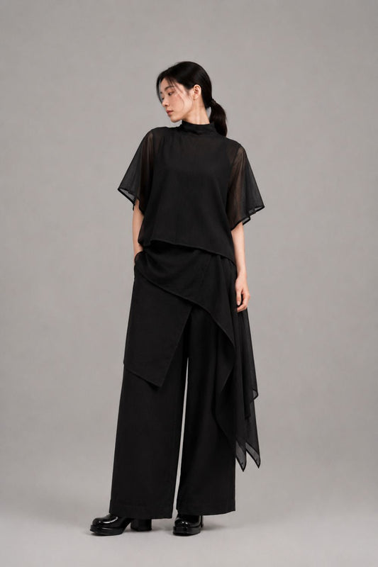 Filldora Onyx High-Collar Flowing Tunic - view 1